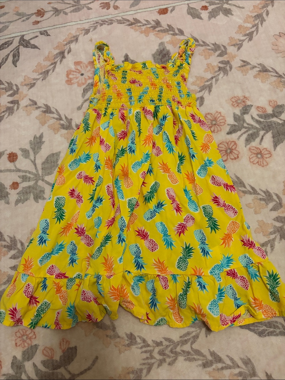 Girls' Yellow Pineapple Print Sundress